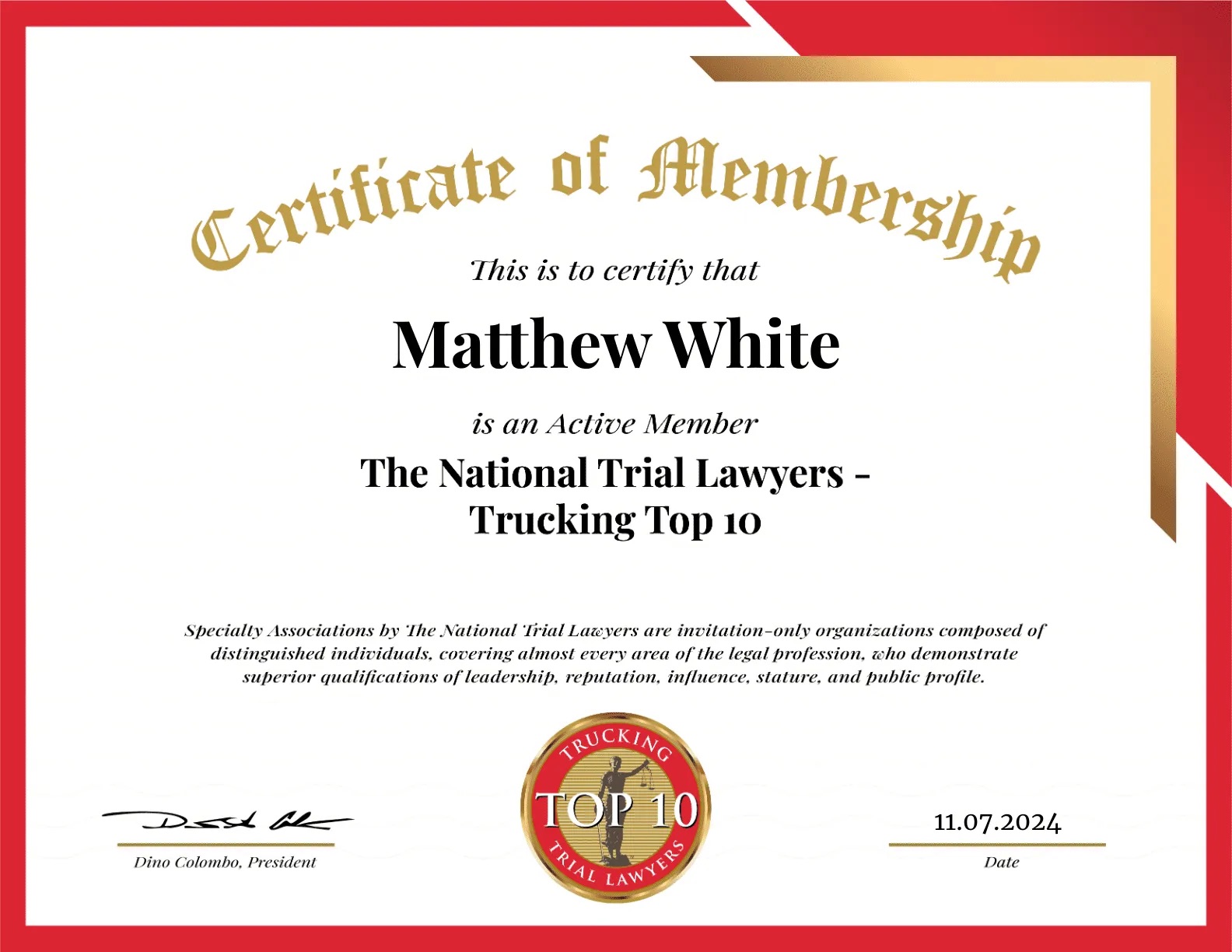 Logo Recognizing Gray and White Law's affiliation with certificate-traile-lawyers-1