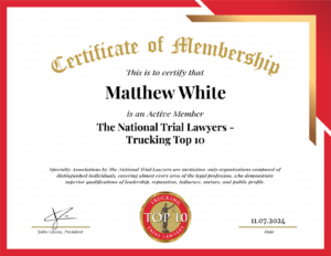 Certificate of Membership The National Trial Lawyers - Trucking Top 10