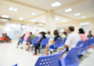 blurred image of hospital waiting room