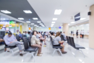 blurry image of emergency room waiting area