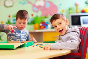 child with cerebral palsy in speech therapy