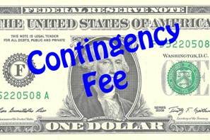 dollar bill with contingency fee printed on it