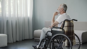 elderly nursing home patient in wheelchair