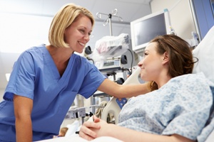 emergency room nurse and patient in triage