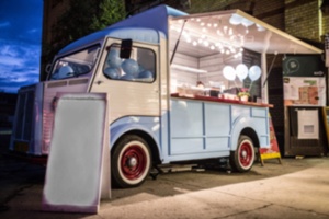 kentucky food truck parked ready for customers Gray & White