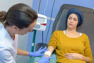 patient receiving chemotherapy at a clinic