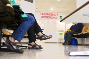 people waiting in hospital emergency room