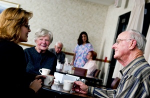 residents in assisted living social hour