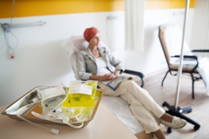 woman receiving outpatient chemotherapy